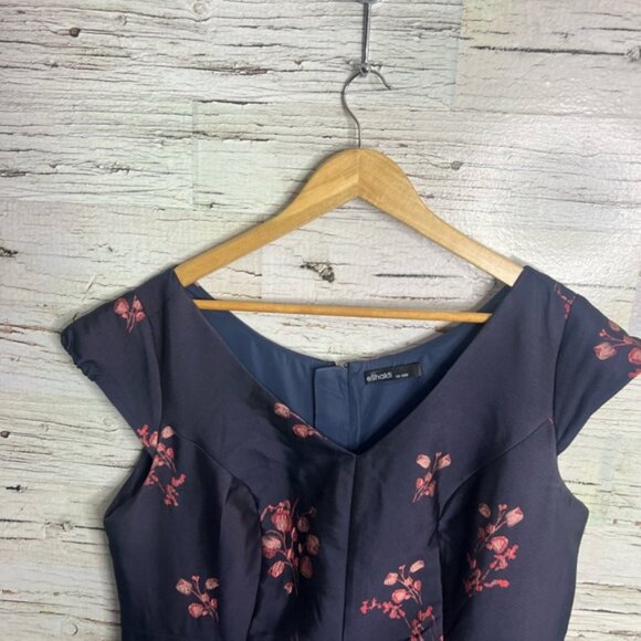 eShakti Size 1x Blue pink Floral Midi Dress 18 - Picture 4 of 7